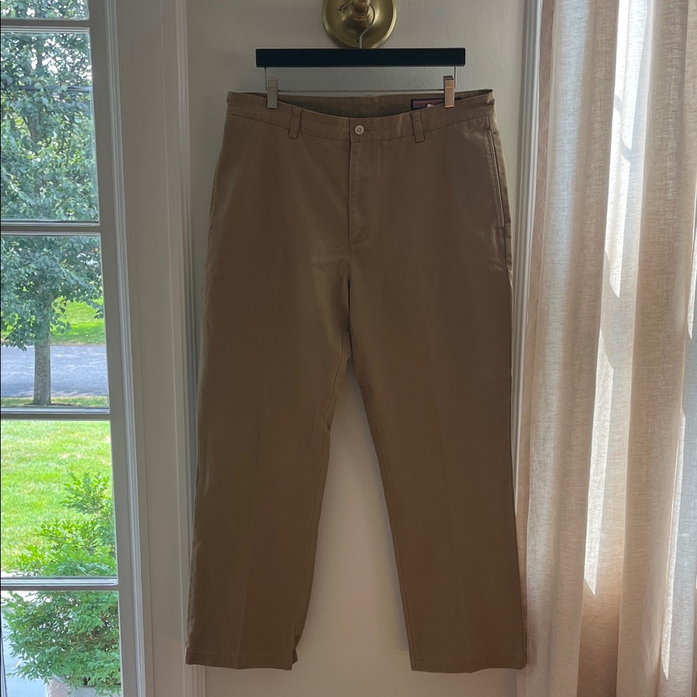 Vineyard Vine Brown Tan Men’s Khaki Club Pants 36 x 30 Preowned 100% Cotton